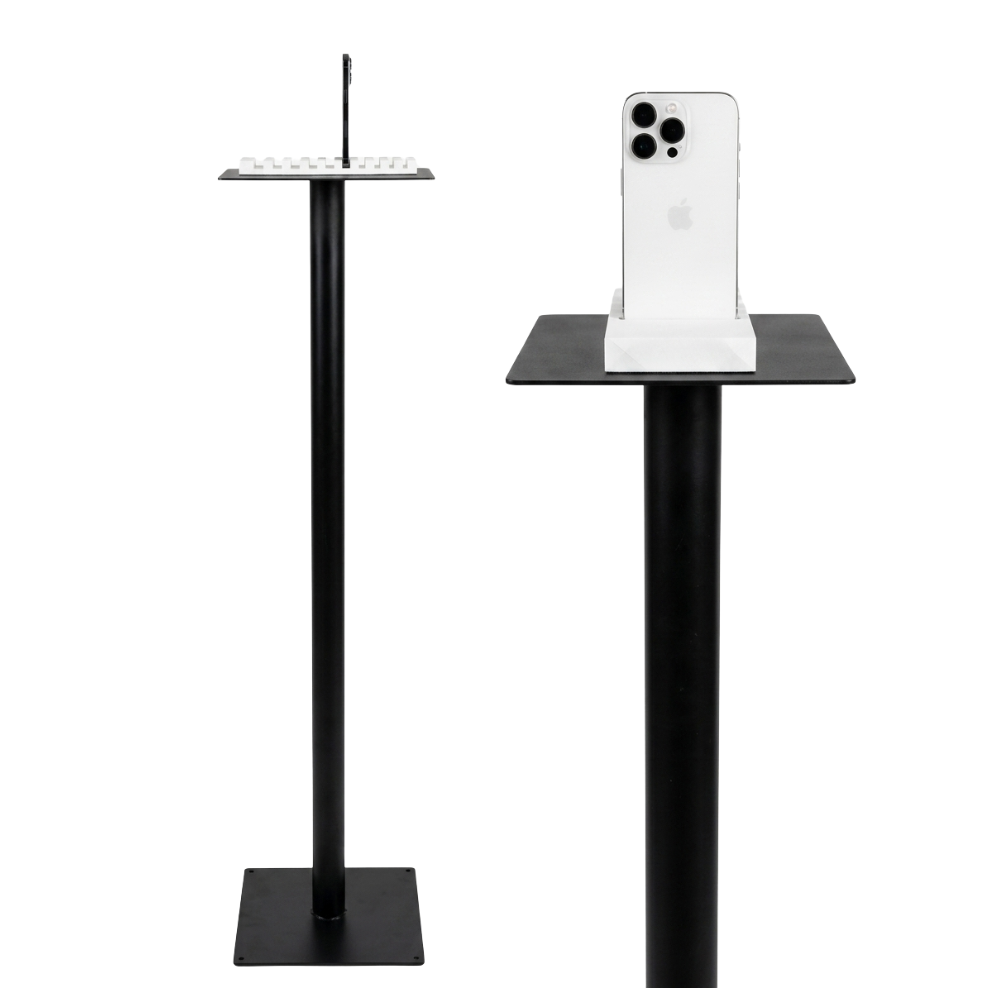 Permanent Selfie Station installed outdoors at a high-traffic venue with heavy-duty steel construction.