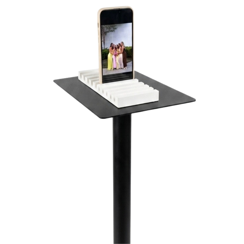 Permanent Selfie Station side profile with premium powder-coated finish for outdoor durability.