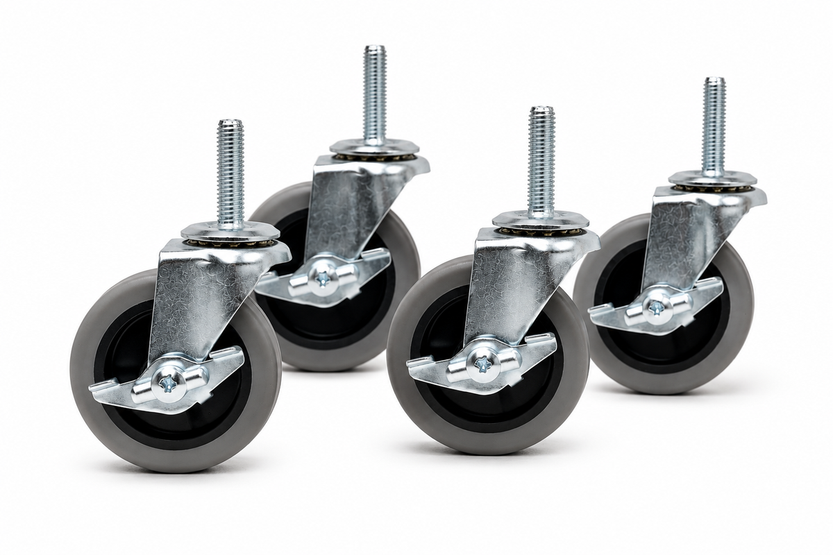 2" Soft Rubber Swivel Caster Wheels with Brakes (Pack of 4)