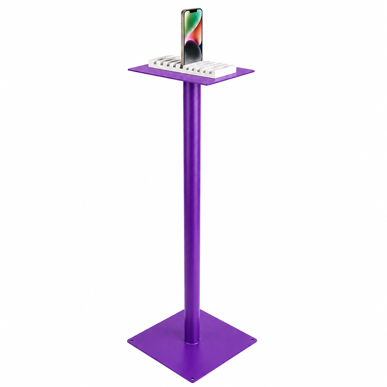 Selfie Station in custom purple powder-coat finish showing color personalization options