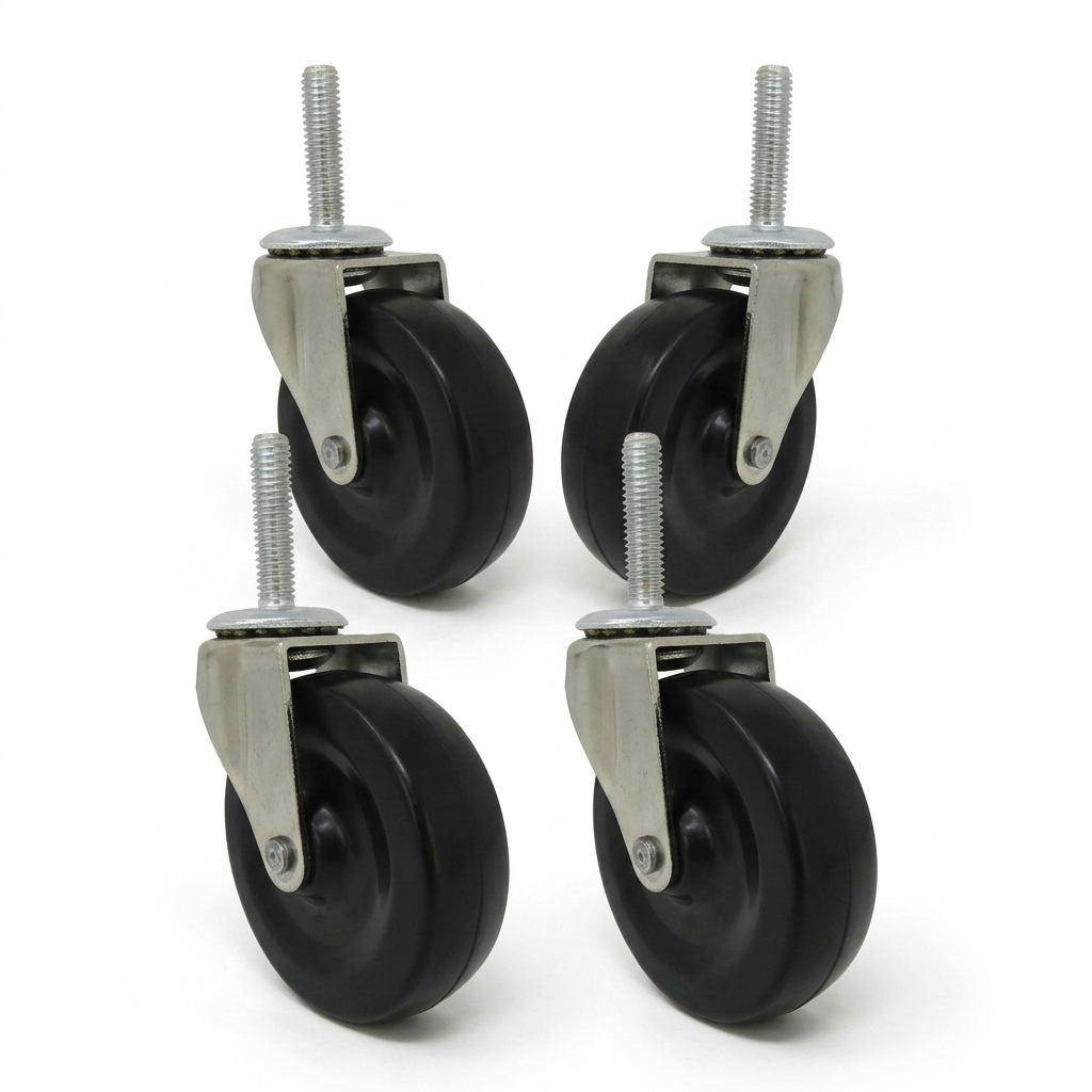 3" Soft Rubber Swivel Caster Wheels (Pack of 4)